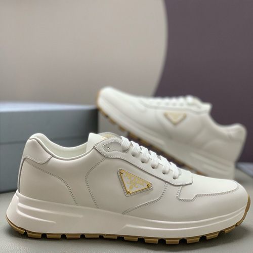 [홍콩명품,PRADA] 프라다 25SS 삼각로고 레더 가죽 스니커즈 운동화 (화이트), SE5801, PMD, 명품스니커즈,운동화,구두,로퍼,하이탑,신발