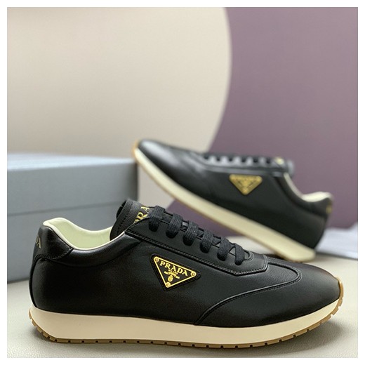 [홍콩명품,PRADA] 프라다 25SS 삼각로고 레더 가죽 스니커즈 운동화 (블랙), SE5802, PMD, 명품스니커즈,운동화,구두,로퍼,하이탑,신발