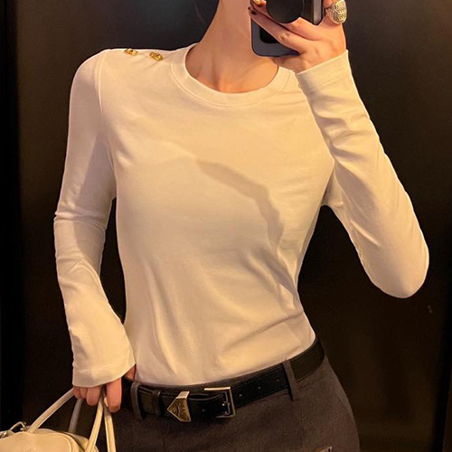 [홍콩명품.LOUIS VUITTON] 루이비통 25SS 로고 여성 슬림핏 긴팔 티셔츠 (2컬러), BM23062, MC, 레플리카의류,미러급사이트