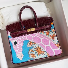 [홍콩명품.Hermes] 에르메스 25SS 로고 Birkin 25 악어가죽 토트백 핸드백 (와인-금장), BGM5283, 홍콩명품가방,명품쇼핑몰,크로스백,핸드백,구매대행