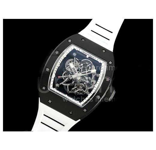 [홍콩명품시계.RICHARD MILLE] 리차드밀레 RM055 블랙 세라믹 스켈레톤 다이얼 화이트 스트랩