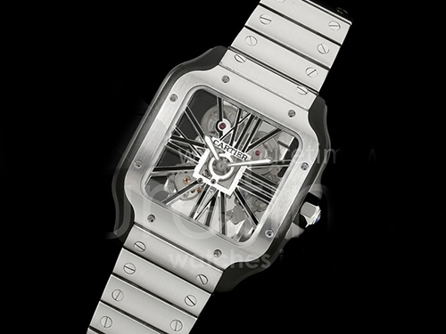 [홍콩명품시계.CARTIER] 까르띠에 산토스 드에 까르띠에 블랙 스켈레톤 다이얼