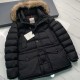 [홍콩명품.MONCLER] 몽클레어 25SS 로고 CLUNY 폭스퍼 구스다운 후드 패딩 자켓 (블랙), BM23172, KSM, 레플리카의류,미러급사이트