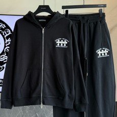 [홍콩명품.Chrome Hearts] 크롬하츠 25SS 로고 트레이닝 후드 집업 자켓 + 조거 팬츠 바지 상하의 세트 (블랙), BM23375, G5, 레플리카의류,미러급사이트