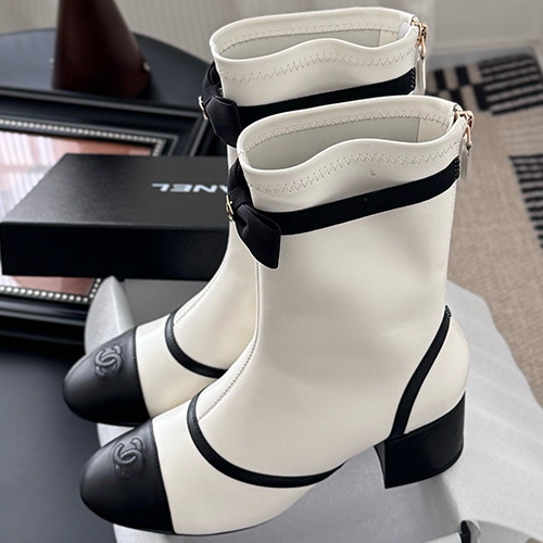 [홍콩명품.CHANEL] 샤넬 25SS 로고 여성 레더 가죽 굽 구두 부츠 (3컬러), SE5827, GHS, 명품스니커즈,운동화,구두,로퍼,하이탑,신발