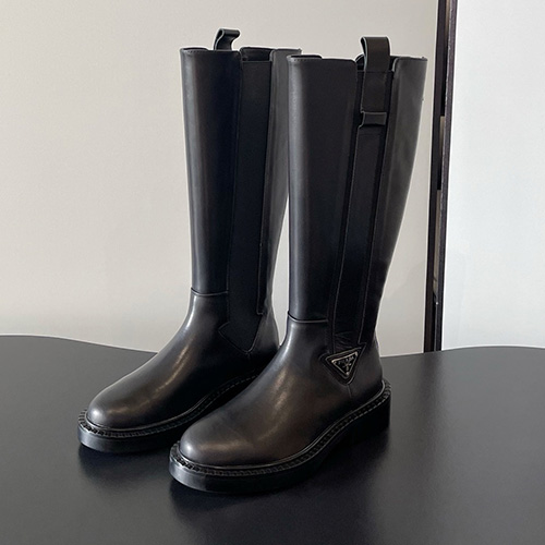 [홍콩명품,PRADA] 프라다 25SS 삼각로고 여성 레더 가죽 롱 구두 부츠 (블랙), SE5838, GHS, 명품스니커즈,운동화,구두,로퍼,하이탑,신발
