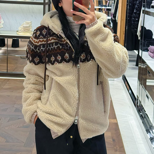 [홍콩명품.MONCLER] 몽클레어 25SS 로고 패턴 플리스 후드 집업 자켓 (2컬러), BM23417, KB, 레플리카의류,미러급사이트