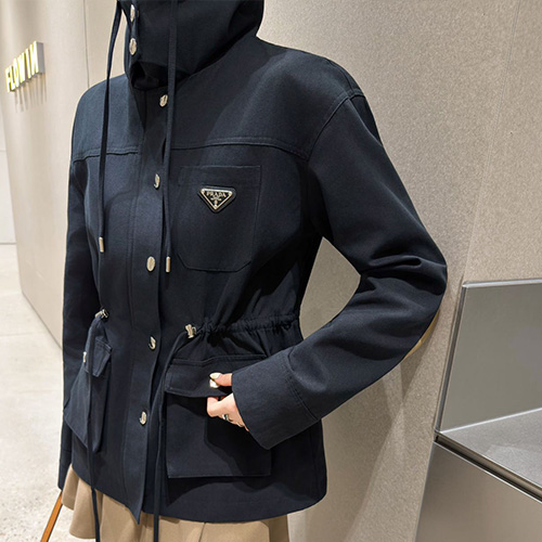 [홍콩명품,PRADA] 프라다 25SS 삼각로고 여성 데님 후드 코트 자켓 (2컬러), BM23481, MC, 레플리카의류,미러급사이트
