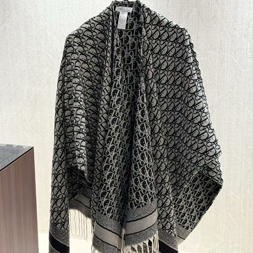 [홍콩명품,Christian Dior] 디올 25SS 로고 오블리크 리버서블 캐시미어 스카프 머플러 (블랙), ET3176, 홍콩명품의류,구매대행,온라인명품