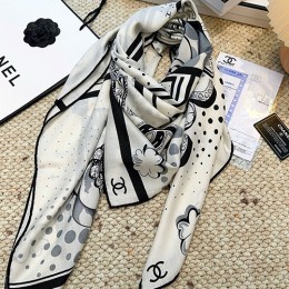 [홍콩명품.CHANEL] 샤넬 25SS 로고 패턴 140-140 실크캐시미어 스카프 머플러 (화이트), ET3196, 홍콩명품의류,구매대행,온라인명품