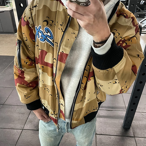 [홍콩명품.Chrome Hearts] 크롬하츠 25SS 로고 카모플라쥬 솜패딩 봄버 자켓 (2컬러), BM23567, KB, 레플리카의류,미러급사이트