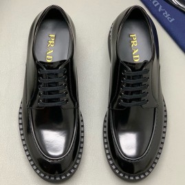 [홍콩명품,PRADA] 프라다 25SS 로고 레더 가죽 굽 워커 구두 (블랙), SE5857, PMD, 명품스니커즈,운동화,구두,로퍼,하이탑,신발