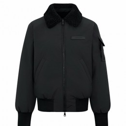 [홍콩명품.MONCLER] 몽클레어 25SS 로고 시어링 리버서블 다운 패딩 봄버 자켓 (블랙), BM23612, JL, 레플리카의류,미러급사이트