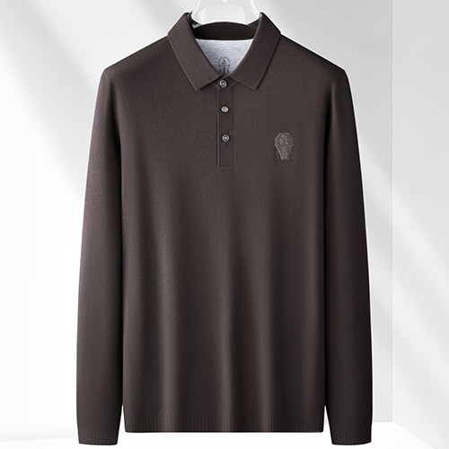 [홍콩명품.Brunello Cucinelli ] 브루넬로 쿠치넬리 25SS 로고 캐시미어 카라 폴로 긴팔 티셔츠 (5컬러), BM23617, HH, 레플리카의류,미러급사이트