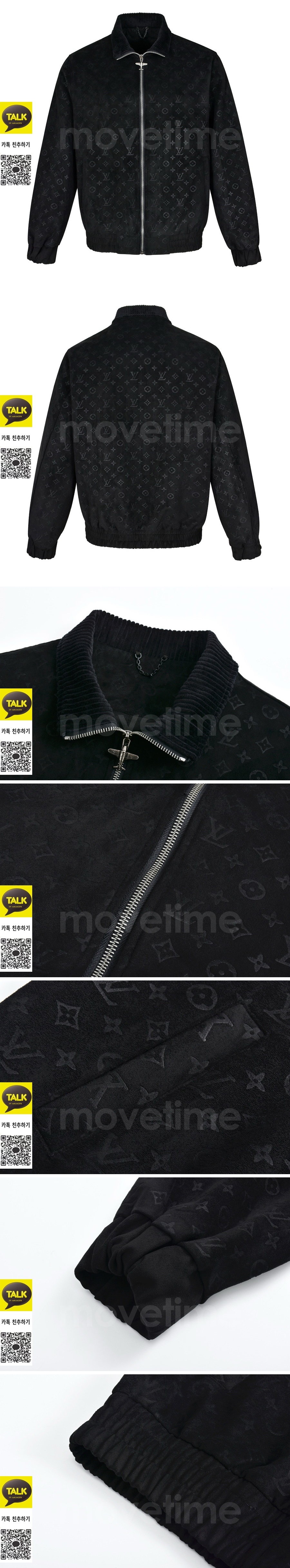 [홍콩명품.LOUIS VUITTON] 루이비통 25SS 로고 모노그램 레더 가죽 카라 봄버 자켓 (블랙), BM23797, JU, 레플리카의류,미러급사이트