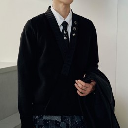 [홍콩명품.LOUIS VUITTON] 루이비통 25SS 로고 하이브리드 엠벨리시드 남성 가디건 블랙 1AIM96, BM23807, KK, 레플리카의류,미러급사이트