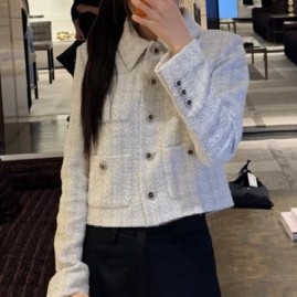 [홍콩명품.CHANEL] 샤넬 25SS 로고 여성 카라 트위드 자켓 (화이트), BM23834, PG, 레플리카의류,미러급사이트
