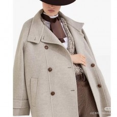 [홍콩명품.Brunello Cucinelli ] 브루넬로 쿠치넬리 25SS 로고 여성 캐시미어 코트 자켓 (그레이), BM23850, PG, 레플리카의류,미러급사이트
