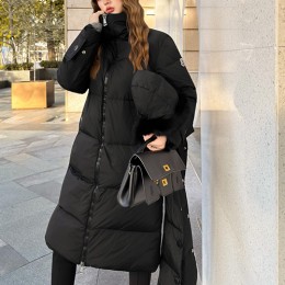 [홍콩명품.MONCLER] 몽클레어 25SS 로고 여성 폭스퍼 후드 다운 패딩 롱 코트 자켓 (2컬러), BM23903, MC, 레플리카의류,미러급사이트