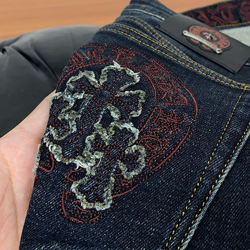 [가격문의][홍콩명품.Chrome Hearts] 크롬하츠 25SS 로고 크로스 데님 팬츠 진 청바지, BM23934, 레플리카의류,미러급사이트