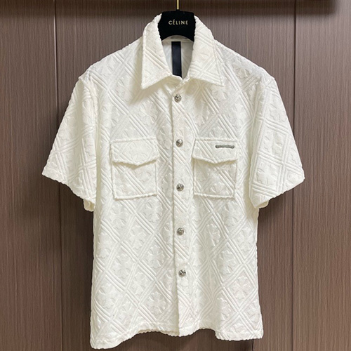 [가격문의][홍콩명품.Chrome Hearts] 크롬하츠 25SS 로고 패턴 울 반팔 남방 셔츠 (2컬러), BM23939, 레플리카의류,미러급사이트