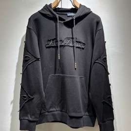 [가격문의][홍콩명품.LOUIS VUITTON] 루이비통 25SS 로고 자수 빈티지 후드 티셔츠 (블랙), BM23940, 레플리카의류,미러급사이트