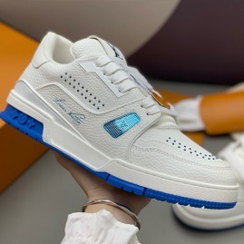 [가격문의][홍콩명품.LOUIS VUITTON] 루이비통 25SS 로고 남여 모노그램 트레이너 스니커즈 운동화 (화이트-블루), SE5874, PMD, 명품스니커즈,운동화,구두,로퍼,하이탑,신발