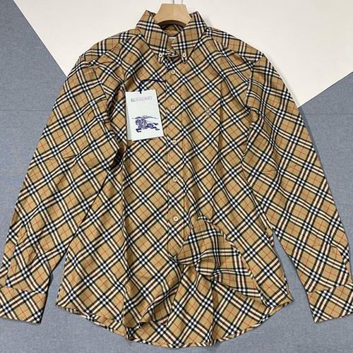 [홍콩명품.Burberry] 버버리 25SS 로고 체크패턴 울 남방 셔츠 (베이지), BM23951, JL, 레플리카의류,미러급사이트