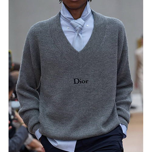 [홍콩명품,Christian Dior] 디올 25SS 로고 V넥 니트 스웨터 (그레이), BM23965, G5, 레플리카의류,미러급사이트