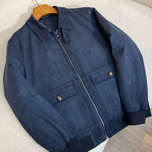 [홍콩명품.Loro Piana] 로로피아나 25SS 로고 레더 가죽 구스다운 카라 봄버 자켓 (2컬러), BM23969, G5, 레플리카의류,미러급사이트