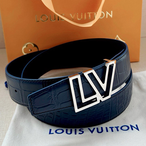 [홍콩명품.LOUIS VUITTON] 루이비통 25SS 로고 LV Heritage 레더 가죽 벨트 (네이비-3버클), 3.4cm, BT1468, 명품레플리카,인터넷쇼핑몰,남자명품,해외직구