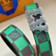 [홍콩명품.LOUIS VUITTON] 루이비통 25SS 로고 LV Initiales 다미에 레더 가죽 리버서블 벨트 (그린-2버클), 4.0cm, BT1503, 명품레플리카,인터넷쇼핑몰,남자명품,해외직구