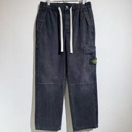 [홍콩명품.Stone Island] 스톤아일랜드 25SS 로고 탈부착 Compass 데님 워싱 팬츠 바지 (블랙), BM23997, X2, 레플리카의류,미러급사이트