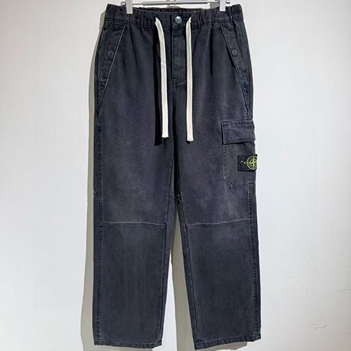 [홍콩명품.Stone Island] 스톤아일랜드 25SS 로고 탈부착 Compass 데님 워싱 팬츠 바지 (블랙), BM23997, X2, 레플리카의류,미러급사이트