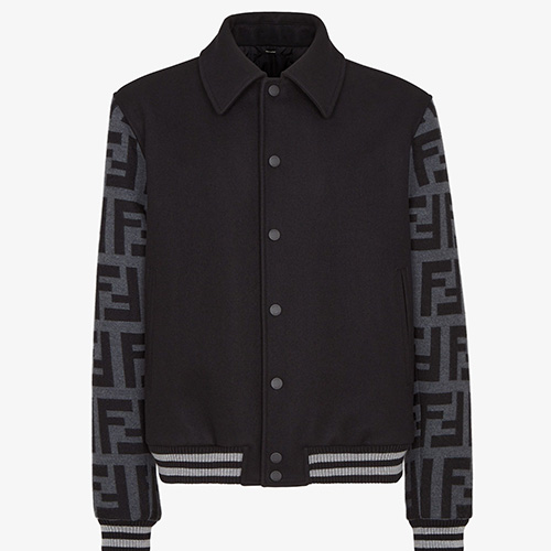 [홍콩명품,FENDI] 펜디 25SS 로고 FF패턴  카라 봄버 자켓 (블랙), BM24008, PG, 레플리카의류,미러급사이트