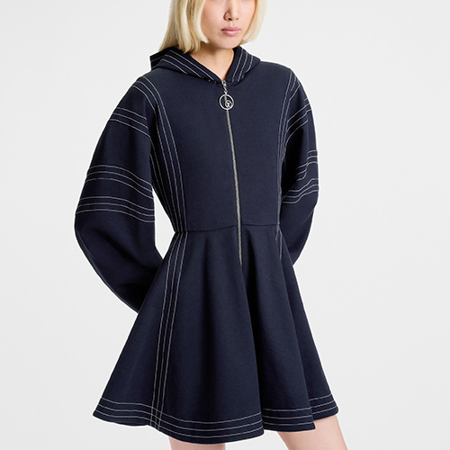 [가격문의][홍콩명품.LOUIS VUITTON] 루이비통 25SS 로고 여성 후드 집업 원피스 1AJEO4 (네이비), BM24017, MC, 레플리카의류,미러급사이트