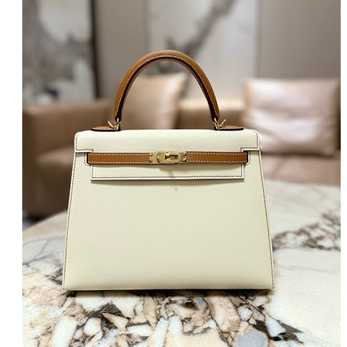 [가격문의][홍콩명품.Hermes] 에르메스 25SS 로고 KELLY 25 토트백 핸드백 (아이보리-브라운-금장), BGM5373, BDA, 홍콩명품가방,명품쇼핑몰,크로스백,핸드백,구매대행