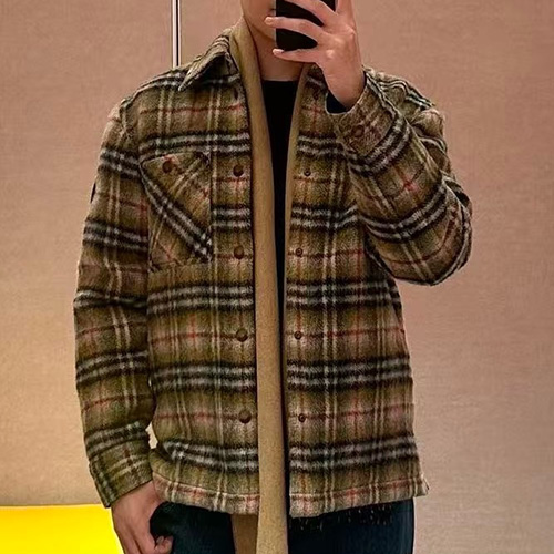 [홍콩명품.Burberry] 버버리 25SS 로고 체크패턴 솜패딩 남방 셔츠 (카라멜), BM24056, KK, 레플리카의류,미러급사이트