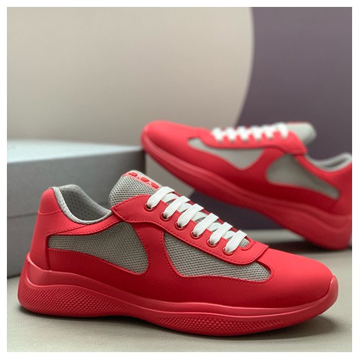 [홍콩명품,PRADA] 프라다 25SS 로고 레더 가죽 스니커즈 운동화 (레드), SE5897, PMD, 명품스니커즈,운동화,구두,로퍼,하이탑,신발