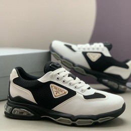[홍콩명품,PRADA] 프라다 25SS 삼각로고 레더 가죽 스니커즈 운동화 (화이트-블랙), SE5902, PMD, 명품스니커즈,운동화,구두,로퍼,하이탑,신발