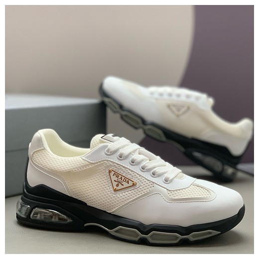 [홍콩명품,PRADA] 프라다 25SS 삼각로고 레더 가죽 스니커즈 운동화 (화이트), SE5903, PMD, 명품스니커즈,운동화,구두,로퍼,하이탑,신발