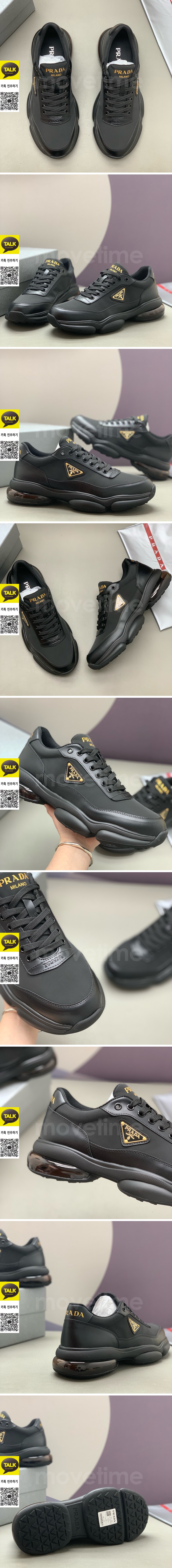 [홍콩명품,PRADA] 프라다 25SS 삼각로고 레더 가죽 스니커즈 운동화 (블랙), SE5906, PMD, 명품스니커즈,운동화,구두,로퍼,하이탑,신발