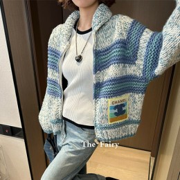 [홍콩명품.CHANEL] 샤넬 25SS 로고 패턴 여성 니트 가디건 집업 자켓, BM24088, TBG, 레플리카의류,미러급사이트