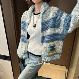 [홍콩명품.CHANEL] 샤넬 25SS 로고 패턴 여성 니트 가디건 집업 자켓, BM24088, TBG, 레플리카의류,미러급사이트