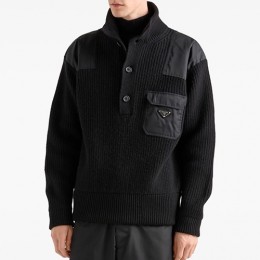 [홍콩명품,PRADA] 프라다 25SS 삼각로고 터틀넥 하프버튼 코드류이 골덴 맨투맨 티셔츠 (3컬러), BM24186, HH, 레플리카의류,미러급사이트