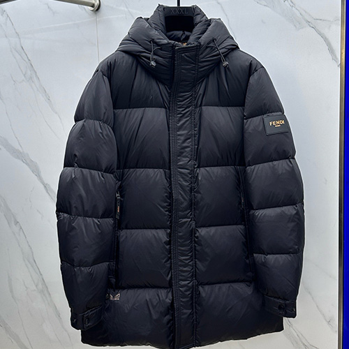 [홍콩명품,FENDI] 펜디 25SS 로고 후드 다운 패딩 코트 자켓 (블랙), BM24221, HH, 레플리카의류,미러급사이트