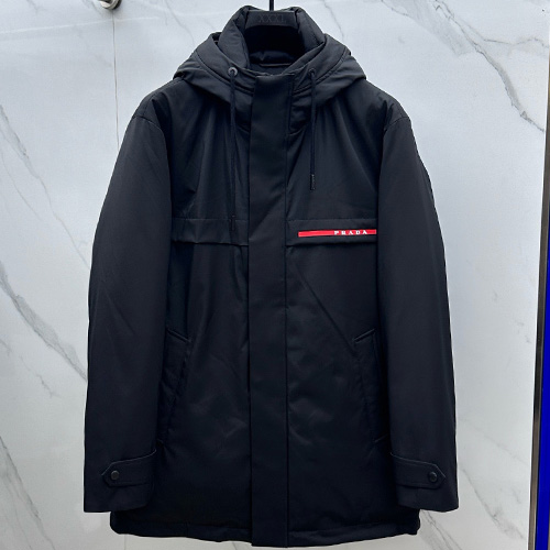[홍콩명품,PRADA] 프라다 25SS 로고 후드 다운 패딩 파카 자켓 (블랙), BM24222, HH, 레플리카의류,미러급사이트
