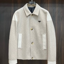 [홍콩명품,PRADA] 프라다 25SS 로고 레더 가죽 레이어드 카라 자켓 (2컬러), BM24230, HH, 레플리카의류,미러급사이트
