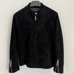 [홍콩명품.Chrome Hearts] 크롬하츠 25SS 로고 925실버 레더 가죽 자켓 (블랙), BM24231, TOM, 레플리카의류,미러급사이트