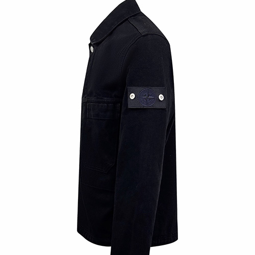 [홍콩명품.Stone Island] 스톤아일랜드 25SS 로고 탈부착 카라 데님 자켓 (블랙), BM24241, KK, 레플리카의류,미러급사이트